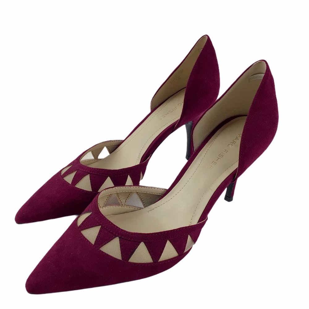 Marc Fisher Wine Triangle Cut Out Heels Size 8.5
